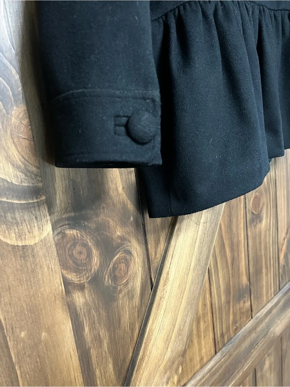 Halogen Nordstrom Black 100% Wool Peplum Jacket Coat Size M